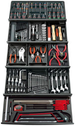 Zestaw narzędzi Facom Dłuto, Szczypce, Punktak, Wkrętak, Klucze nastawne, Klucz