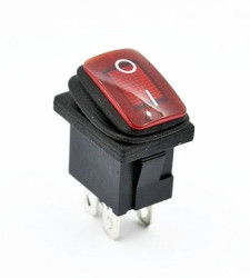 KCD1-R przełącznik kołyskowy hermetyczny podświetlany czerwony ON-OFF; 6A / 250V