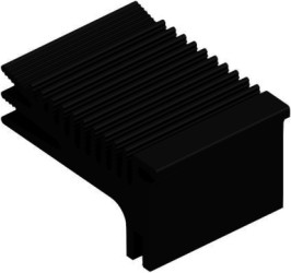 Extruded heatsink, (L x W x H) 37.5 x 52.3 x 28 mm, 6.5 to 1.4 K/W, black anodized, 10020701