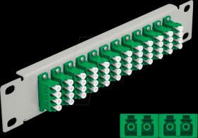 66797 10" Fiber Optic Patch Panel 12 Port LC Quad green 1U grey