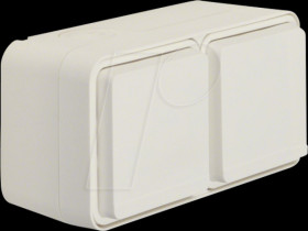 47843512 Steckdose 2fach waagerecht mit Klappdeckel 2 Schieber W.1, polar