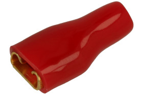 Konektor; 6,3x0,8mm; płaski nasuwka; izolowany; ZKF-2.5mm2-6.3R; czerwony; proste; na przewód; 1,5÷2,5mm2; złocone; zaciskany; 1