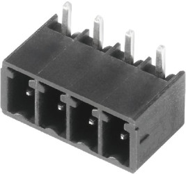 Pin header, 4 pole, pitch 3.81 mm, angled, black, 1037890000