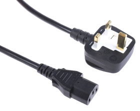 Przewód zasilania złącze A: IEC C13, złącze B: Wtyk brytyjski typu G 10m 10 A 250 V Czarny