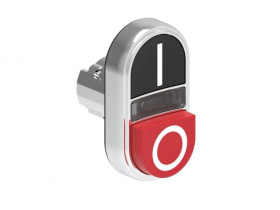 Metalowy przycisk fi22mm 2 klawiszowy samoczynny powrót 1 kryty 1 wystający, podświetlany Czarny-Czerwony I-0 LPSBL7222