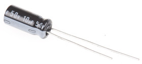 Kondensator 10μF 50V dc Radialny, Otwór przelotowy Nichicon roztaw: 2mm 5 (Dia.) x 11mm