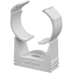 Pipe clamp, (L x W x H) 40 x 17 x 52.8 mm, mounting Ø 4.5 mm, PA, light gray, for electrical conduit Ø 27.5-32 mm, 2146215