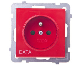 SONATA Gniazdo pojedyncze z/u DATA z przesłonami czerwone GP-1RZDP/m/00