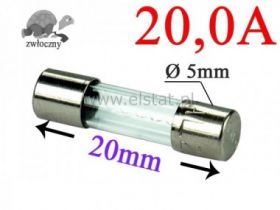 20A bezpiecznik szklany zwłoczny; 5x20mm