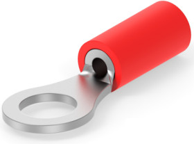 Insulated ring cable lug, 0.3-1.42 mm², AWG 22, 4.82 mm, red, 32952