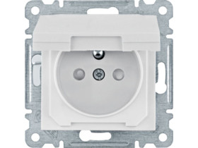 LUMINA Gniazdo z uziemieniem i pokrywą przesłoną styków biały WL1140 HAGER