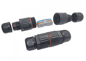 ZESTAW MUFA HERMETYCZNA IP68 SKRĘCANA + SZYBKOZŁĄCZKA PRZELOTOWA 2/2