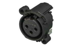 XLR panel socket, 3 pole, gold-plated, polyamide, NC3FAH2-0