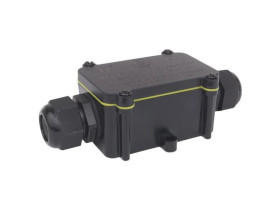 Prostokątna puszka instalacyjna IP68 2 wloty + złącze 3 torowe