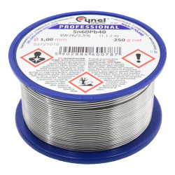 Cyna lutownicza z topnikiem SW26 - 1mm - spoiwo Sn60Pb40 Cynel 250g