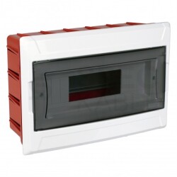 Rozdzielnica podtynkowa S-12 (N+PE) 1x12 moduły IP40 306x206x100mm drzwi transparentne dymne NEKU