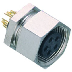 Panel socket, 3 pole, solder connection, screw locking, straight, 09 0078 00 03