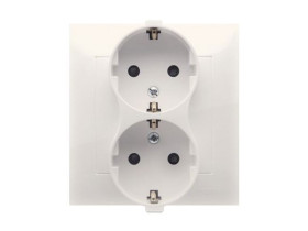 SIMON 54 Gniazdo podwójne z uziemieniem schuko kremowe z przesłonami DGSz2Z/41 KONTAKT SIMON