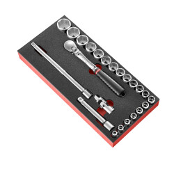 Zestaw nasadek rozmiar napędu 1/2 cala elementy: +23 Facom typ napędu Kwadratowy gniazdo 8 , 9 , 10 , 11 , 12 , 13 , 14