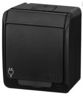 GAC250PL-H1G0BCC Gniazdo 230V - x1, czarne, hermetyczne - HERMES