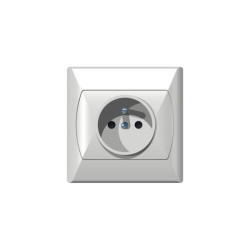 Gniazdo pojedyncze z/u i przesłonami GP-1AZP/00 białe Akcent Ospel