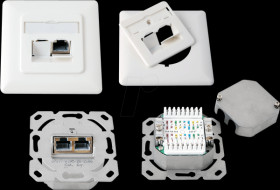 RJ45 junction box, cat. 6A, flush-mounted, top/bottom