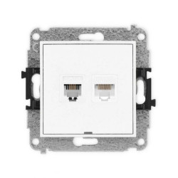 ICON Mechanizm gniazda telefonicznego 1xRJ11 + komputerowego 1xRJ45, kat. 5e, 8-stykowy, beznarzędziowe, bez opisu biały IGTKBO