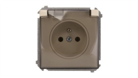 Simon Basic Gniazdo Bryzgoszczelne Z/U Ip44 Z Klapką Dymną Beżowe Bmgz1b.01/12A