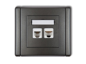 FLEXI Gniazdo telefoniczne 1xRJ11 + komputerowe pojedyncze 1xRJ45 kat.5e 8-stykowe beznarzędziowe grafitowy 11FGTK KARLIK