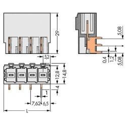 WAGO 831-3627 Male MCS-MAXI 7P 7.62mm Angled Solder Pins