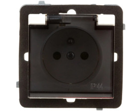 SONATA Gniazdo bryzgoszczelne z/u IP44 z przesłonami klapka przezroczysta ecru GPH-1RZP/m/27/d