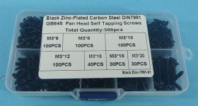 ZESTAW ŚRUB KRZYŻ.M3 DO PLAST.500szt ZES