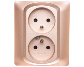 SISTENA LIFE Gniazdo podwójne z/u 16A IP20 z przesłonami titan 771438