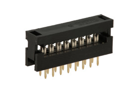 Przejście; IDC; FD16/PCT16; 16 torów; 2x8; proste; 2,54mm; złocone; na taśmę; przewlekany (THT); zaciskany; RoHS