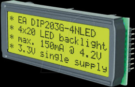 EA DIP203G-4NLED LCD DIP module, supertwist, 4x20 characters, gb/gn