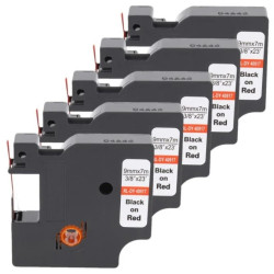Taśma 5x D1 40917 do drukarki DYMO 9mm 7m czerwona taśma czarny nadruk /5szt./