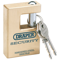 Draper Expert 64201 63mm Quality Close Shackle Solid Brass Padlock and 2 Keys
