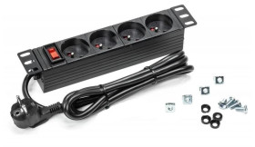 Listwa zasilająca RACK 10 1U 4 gniazda z wyłącznikiem czarna 1,8m