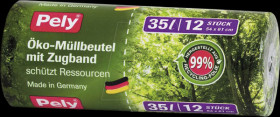 914056 PELY waste bag, eco, 12 pcs, 35 litres
