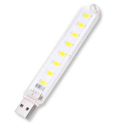 Mini USB Light 8x LEDs 5V cold white compact 6000K for a trip