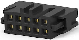 Socket header, 10 pole, pitch 2.54 mm, straight, black, 1-215882-0