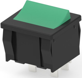 Rocker switch, black, 2 pole, On-Off, off switch, 10 A/125 VAC, 6 A/250 VAC, illuminated, unprinted, 1634200-9