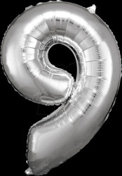 10064637 AMSCAN foil balloon, number 9, silver