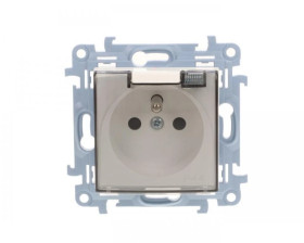 Simon 10 Gniazdo pojedyncze z uszczelką z przesłonami klapką transparetną białe 16A 250V IP44 CGZ1BZ.01/11A