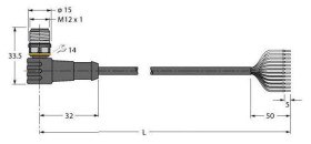 Turck 6625348 Kabel połączeniowy czujnika/aktuatora WSC12T-2/TXL, piny: 12, 2 m, 1 szt.