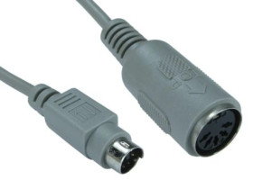 Kabel KVM, dł. 150mm - Wtyk 6-stykowy Mini DIN - Żeńskie 5-stykowe złącze DIN, kolor: Szary, RS PRO