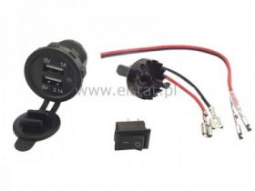 Ładowarka samochodowa 2x USB podśw. niebieskie