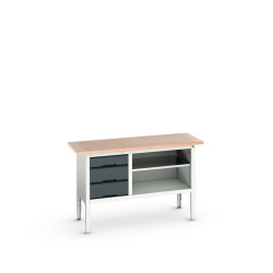 Stół warsztatowy szer. 1500mm Nie Ławka do przechowywania Stal dł. 600mm wys. 830 → 930mm