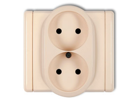 FLEXI Gniazdo podwójne bez uziemienia (przesłony torów prądowych) beżowy 1FGP-2p KARLIK