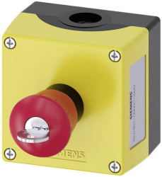Siemens 3SU18010NN002AA2 3SU1801-0NN00-2AA2 Obudowa do montażu na ziemi 1 przycisk czerwony przekręcenie klucza 1 szt.